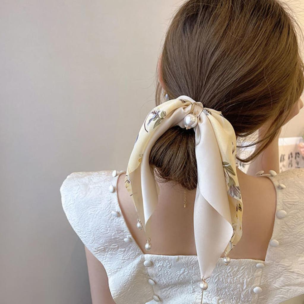 Hair Adult Hair Large Floral Hair Gentle on Day Stylish Hair Set of 2 Women's Ties, Scrunchies, Ribbons, Ponytails, Volume, Print, Bows, Arrangements,