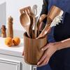 360° Rotating Cutlery Holder Wooden Storage Rack New Kitchen Utensil Holder  Countertop Use
