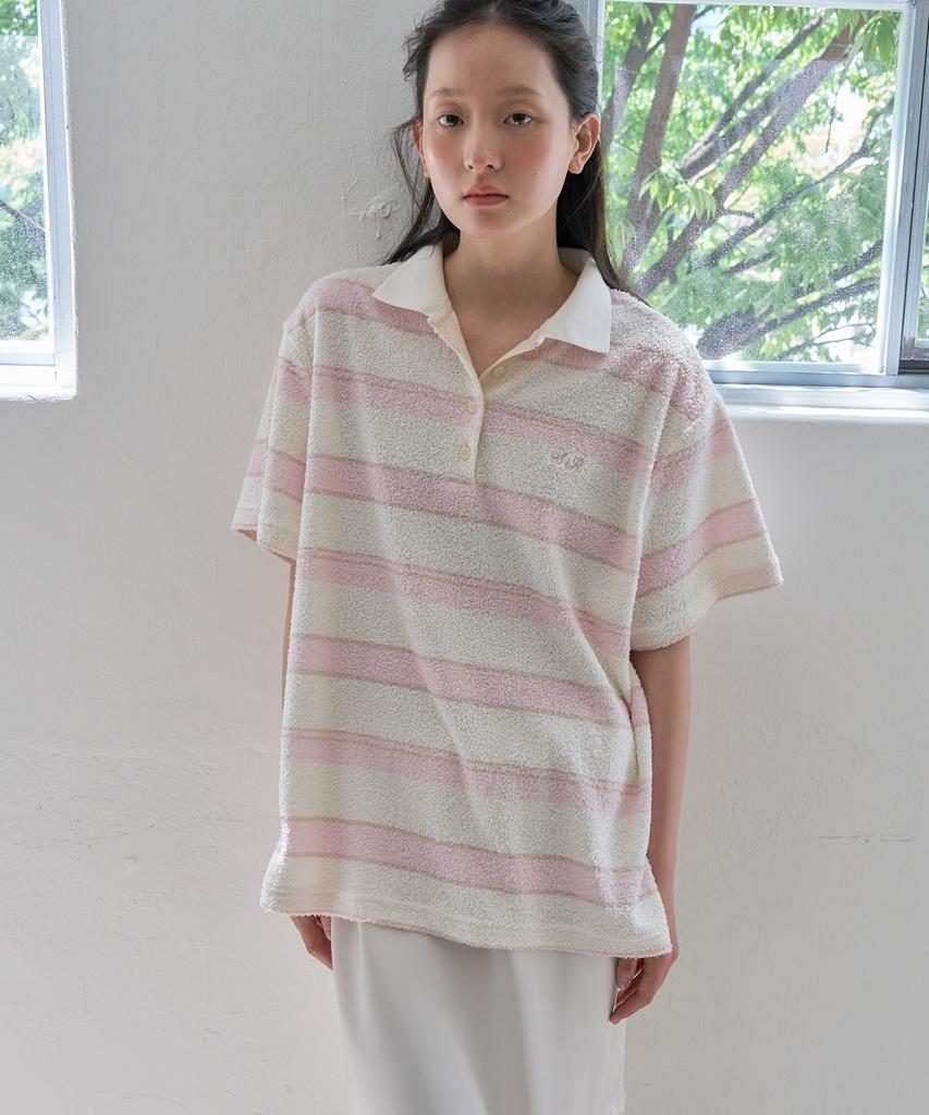 SO IR Terry Stripe Pk T-Shirt - Pink