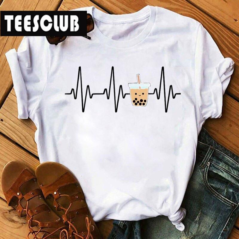 Milk Tea Cat Print Bubble Tea Animal TShirt Unisex Couple Trendy Personalized Womens Clothing Soft Cotton Short Sleeve Tshirt