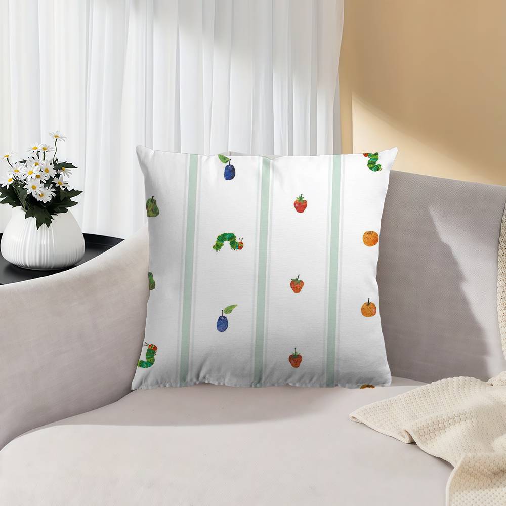 The Very Hungry Caterpillar Cute Pillow Covers Cartoon Sofa Decorative Home Double-Sided Printing Short Plush Cute Cushion Cover