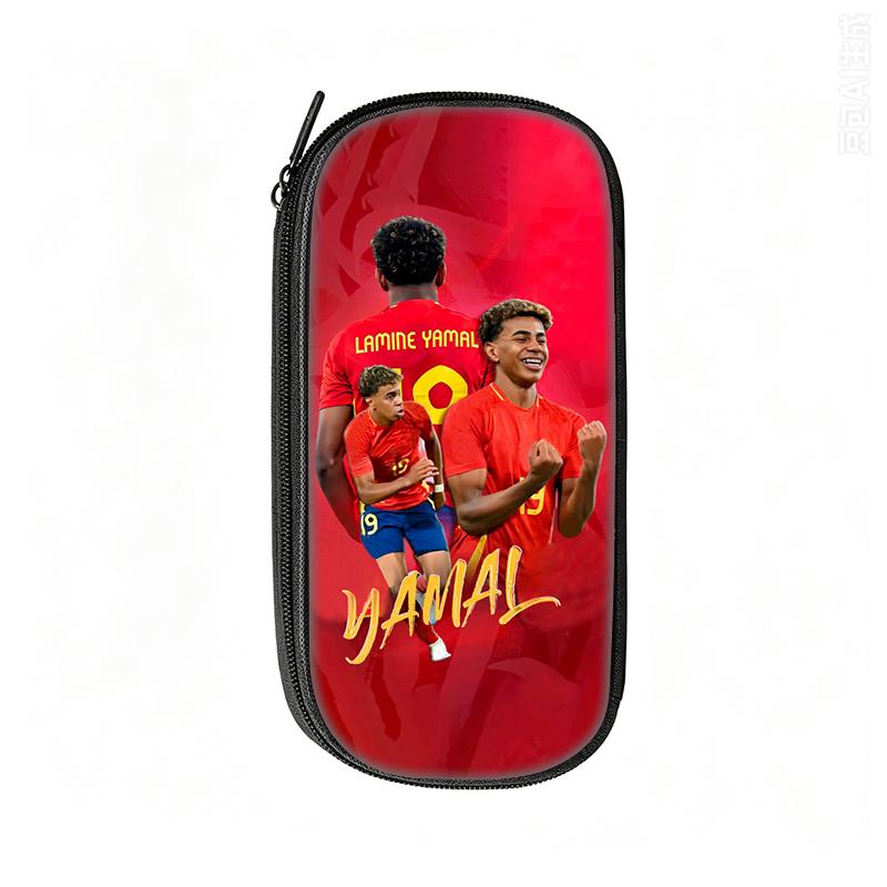 Voetbalster Pennenbak L-Lamin Yamal Patroon Leer Potlooddoos Beste Cadeau Make-up Tas Student Reis Voetbal Sport Potloodzakje