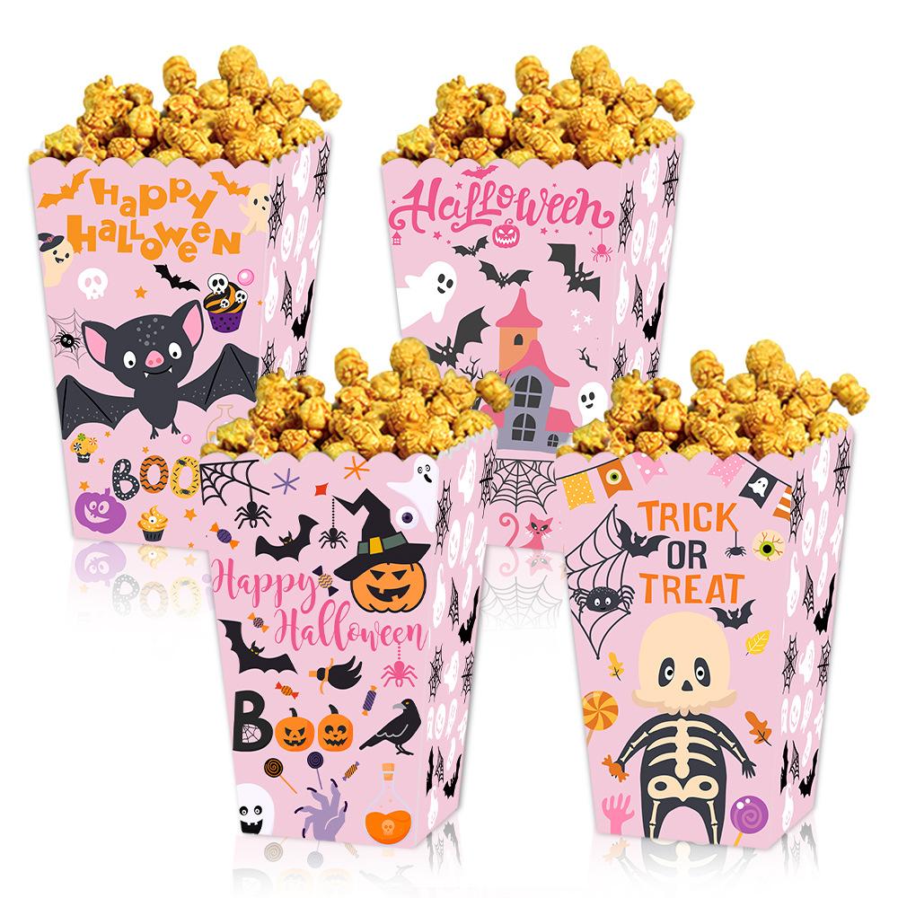 4 Stück Halloween Popcornboxen Faltbare Papier-Snackbox Blutige Hand Horror-Süßigkeiten-Leckerli-Behälter Partyzubehör Für Süßes oder Saures