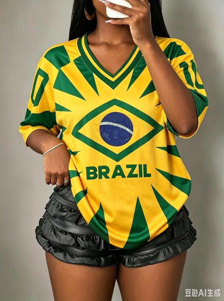 Maglia da Flag Football Stile Brasiliano Magliette Sportive da Donna Maglie da Calcio Magliette Grafiche Casual Unisex Maglie Y2K Top da Strada