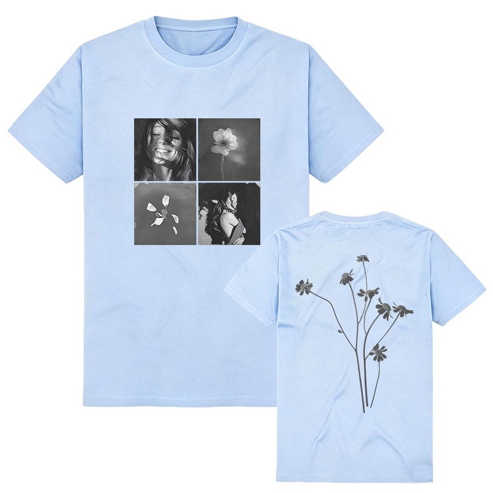 Bunny Petal Tile Photo T-Shirt Ariana Grande Singer Design Tshirts Short Sleeve Cotton Soft Tees Women Men Clothes Graphic Merch