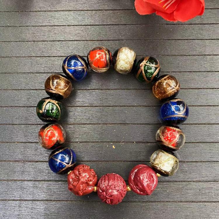 Incense Ash Glaze Five-Color Treasure Beast Bracelet for Men and Women