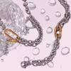 MamacitaSlay Simple 18K Gold Plated Stainless Steel O-chain Asymmetrical Bracelet Necklace Daily Unique Waterproof Jewelry Gift