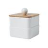 Japanese Style Simple Desktop Dustproof Cotton Swab Storage Box Sundries Small Box  Cotton Pad Box Toothpick Storage Box