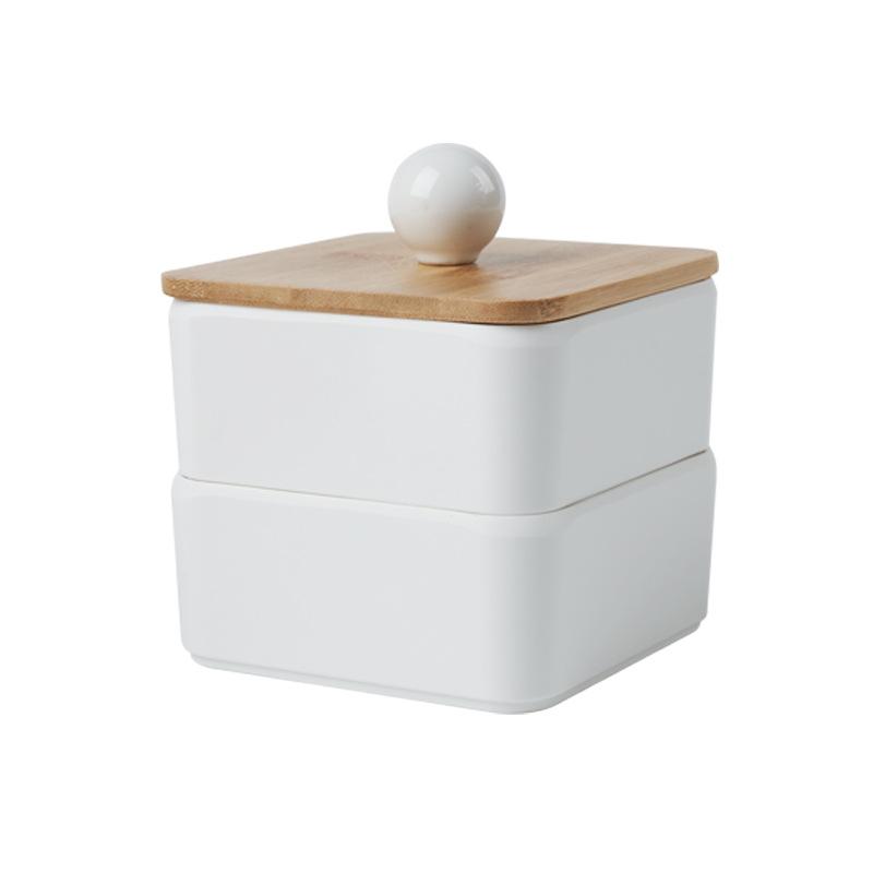Japanese Style Simple Desktop Dustproof Cotton Swab Storage Box Sundries Small Box Cotton Pad Box Toothpick Storage Box