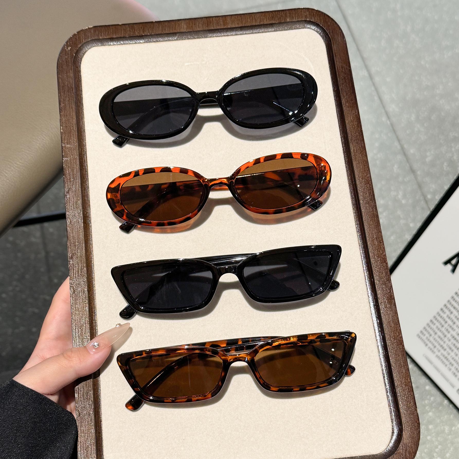 

4Pcs Fashionable Mixed Glasses Set, Oval-Shaped Glasses, Chic Black, Tortoiseshell Glasses, Suitable for Daily Wear