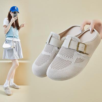 New Summer Small White Shoes Korean Style Female Student Lazy Person Pedals Half-support Casual Shoes Street Shot