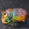 Glass Candy Dish with Non-Airtight Lid,Rainbow Candy Jar,Colorful Embossed Vintage Candy Bowl with Lid for Office Desk Coffee Table,Buffet Storage