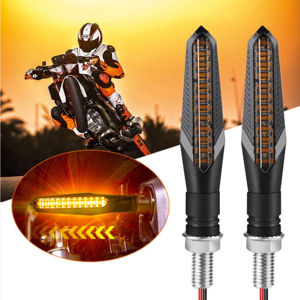 2pcs 12 LED Flowing Motorcycle Turn Signal Light Bendable Flashing Motorbike Indicator Blinker Moto Tail Signal Lamp For Harley