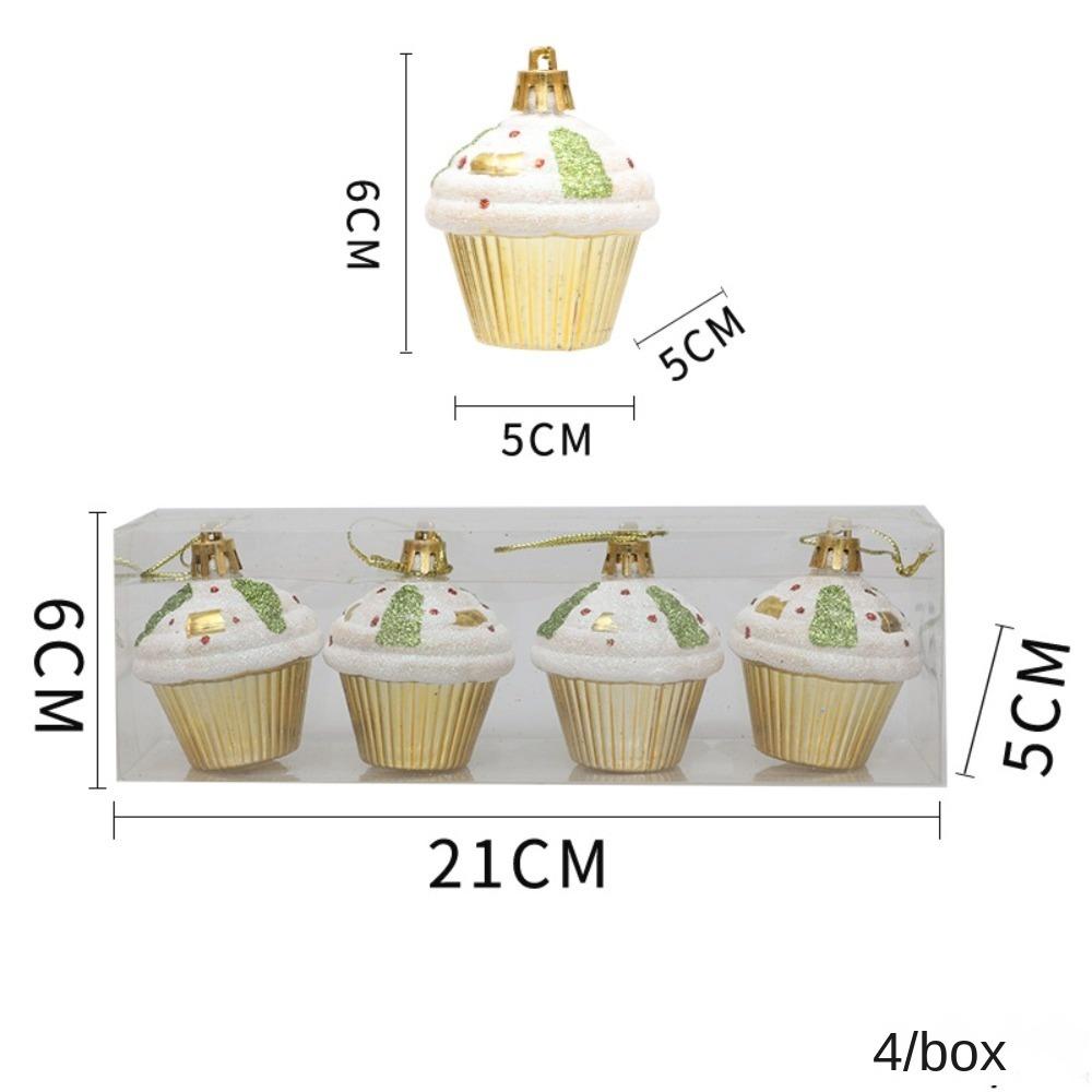 4Pcs/Box Cake Painting Christmas Tree Ornament DIY Crafts Painted New Year Christmas Gifts Boxes Pendant Hanging Ornament