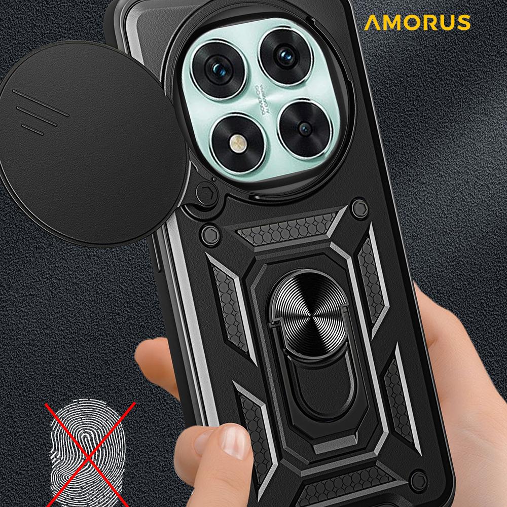AMORUS For Xiaomi Redmi Note 14 Pro 5G/Poco X7 5G Case Kickstand PC+TPU Phone Cover with Camera Lens Slider