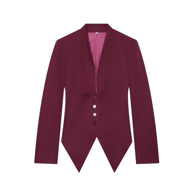 Womens Single-Breasted V-Neck Long Sleeve Blouse Pleated Chest Mid-Length Casual Blazer 2026 Fall