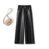 Women Autumn High Waist Faux Leather Wide Leg Pants