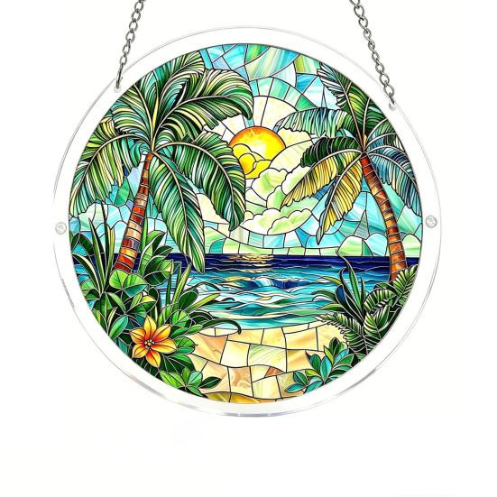 Acrylic Jigsaw Puzzle Suncatcher Window Hanging Kit, Stained Glass Style DIY Puzzles Home Garden Decor, Birthday Gifts for Women, Wife, Aunt, Mom