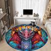 1pz Tappeto Rotondo in Vetro Colorato Drago per Ufficio, Sotto Sedie da Ufficio Camera da Letto Soggiorno Decorazione per la Casa, Decorazione Stanza