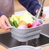 Food Grade Silicone Collapsible Colander, Foldable Fruit Vegetable Washing Basket, Heat Resistant Kitchen Strainer