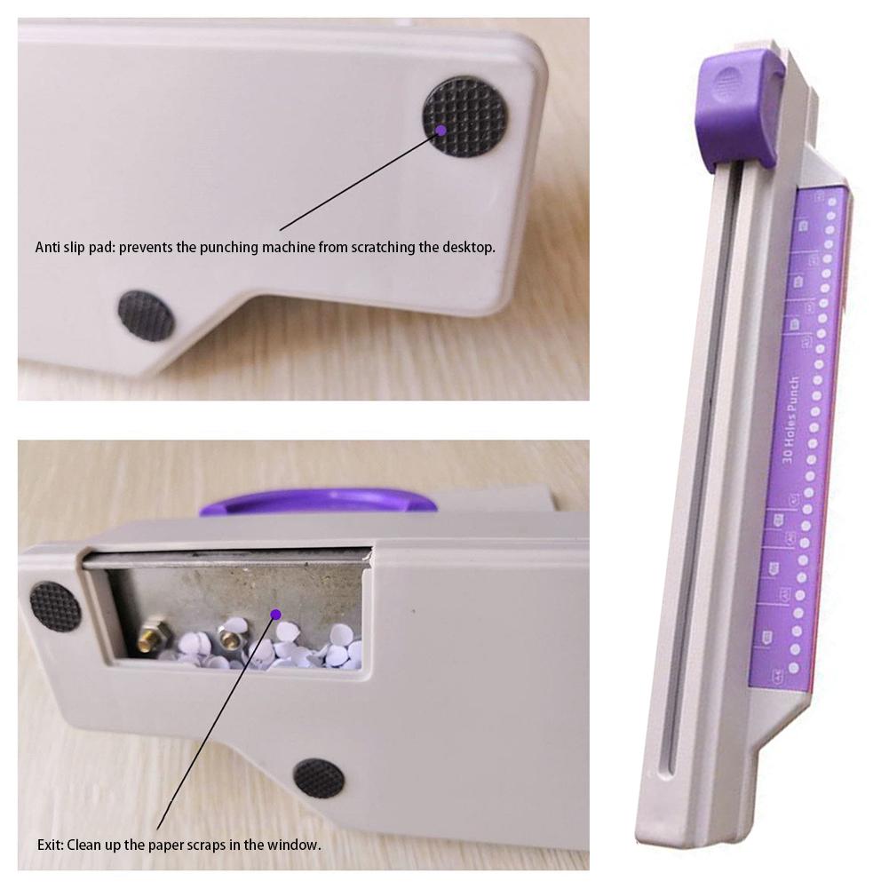 30 Holes Paper Puncher Loose Leaf Hole Punch Daily Planner for A4 A5 A6 A7 Notebooks Scrapbooking Office Stationery Supplies