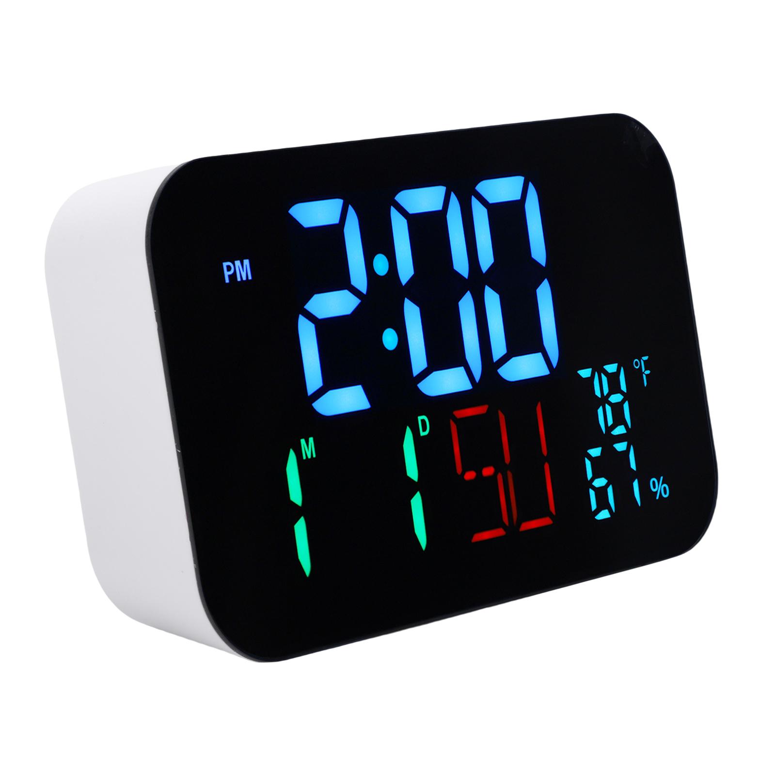 

WiFi Smart Clock Thermometer Humidity Digital Clock Alarm Date Day Compatible with Smart App Remote Control Large Display Brightn