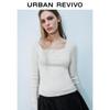 UR 2025 Spring Women's Faux Two-Piece Color Block Knit Sweater