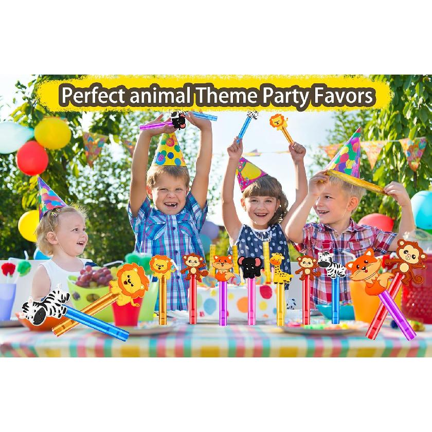 24PCS Animal Bubble Wands for Wild One Birthday Baby Shower Decorations Safari Jungle Theme Party Favors Supplies, Pinata Suffer, Goodie Bags Filler,