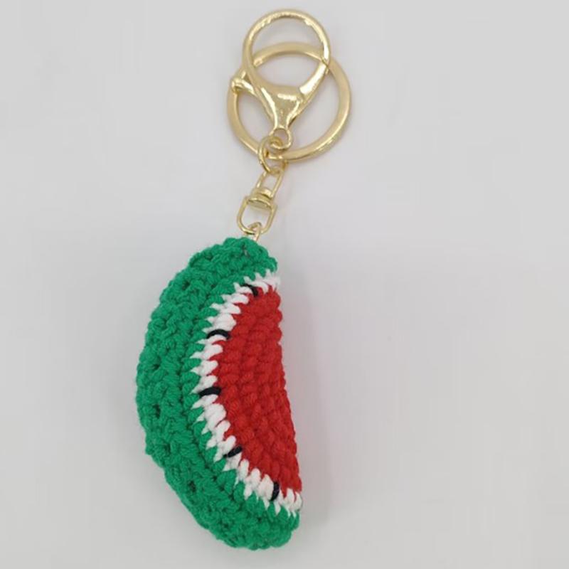 Creative Fruit Series Crochet Keychain Cute Lemon Doll Knitting Keyrings For Bag Pendant Red Cherry Keychain Custom Accessories