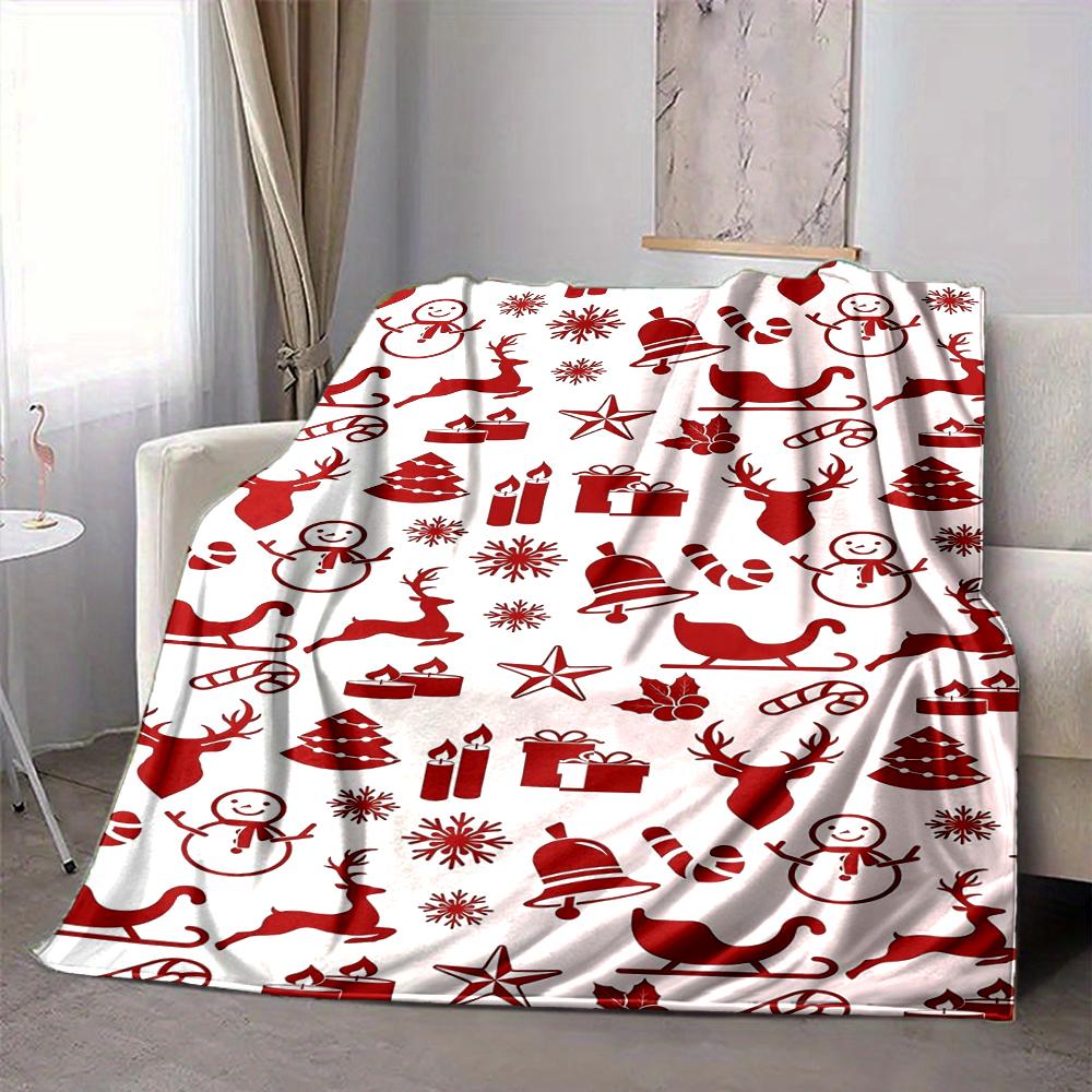 1Pc Christmas Winter Festive Blanket Soft And Comfortable Casual Warm Camping Travel Christmas Halloween Gift M91721