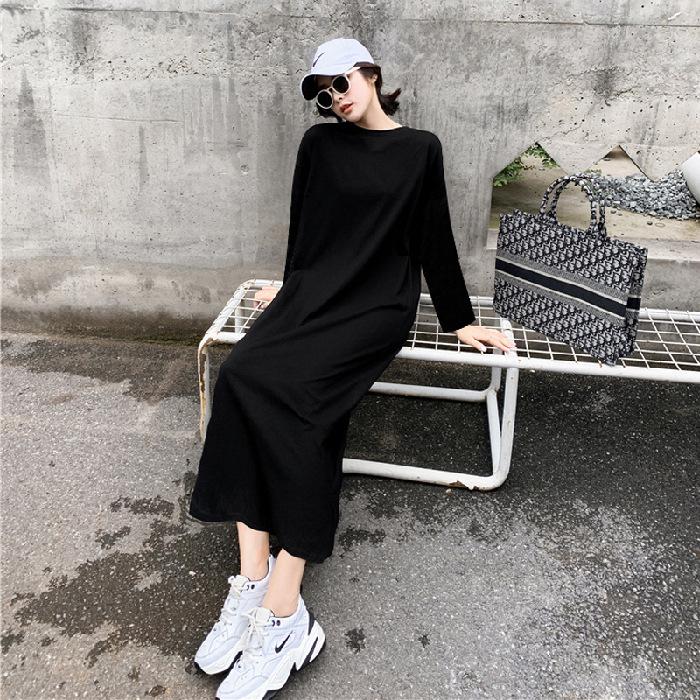 YYFS Women's Fashion Fall Winter Long Sleeve O-Neck Loose Waistline Casual Dresses