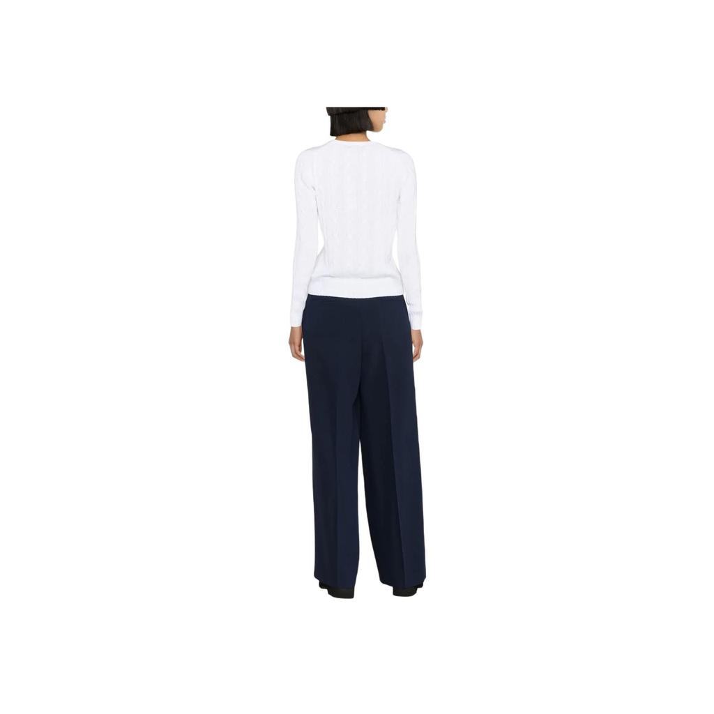 Polo Ralph Lauren Solid V-Neck Long Sleeve Sweater Women Sweaters White 211891641-001