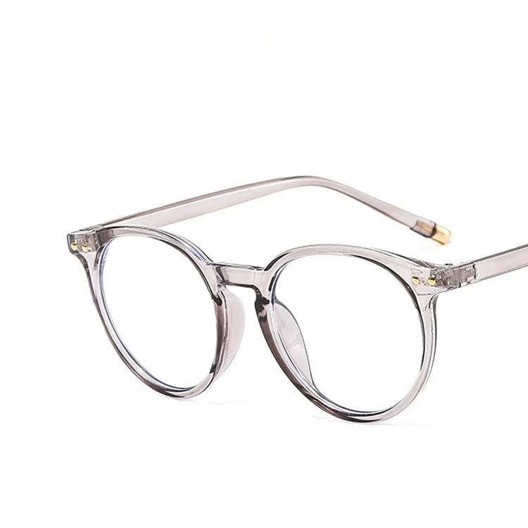 Retro Round Flat Lens Men's and Women's Anti Blue Light Glasses Frame, Transparent Lens Glasses Frame