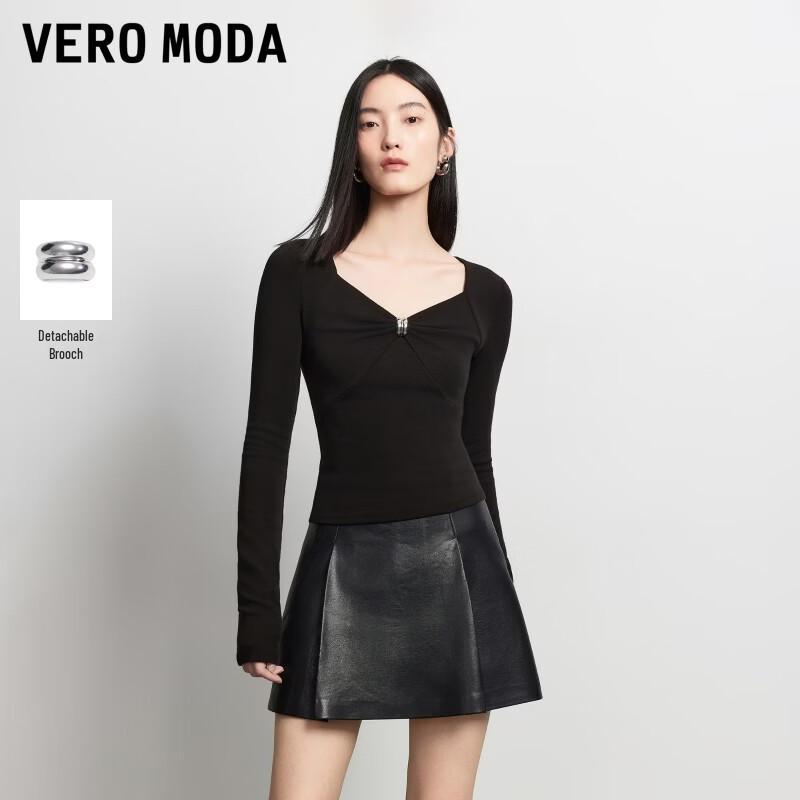 VEROMODA Women's Detachable Brooch Diamond Collar Knit Top