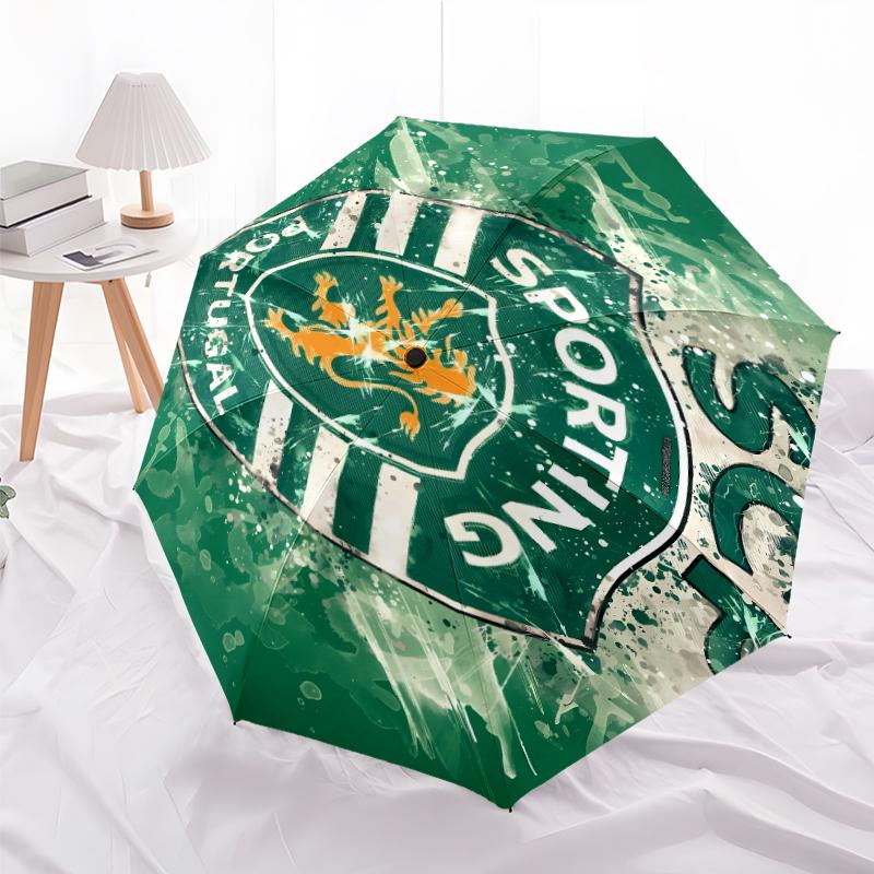 Printed Sporting CP logoPrinted Folding Umbrella,Outdoor,Leisure,And Travel Umbrella,Durable Umbrella Fabric,Birthday And Holiday Gift