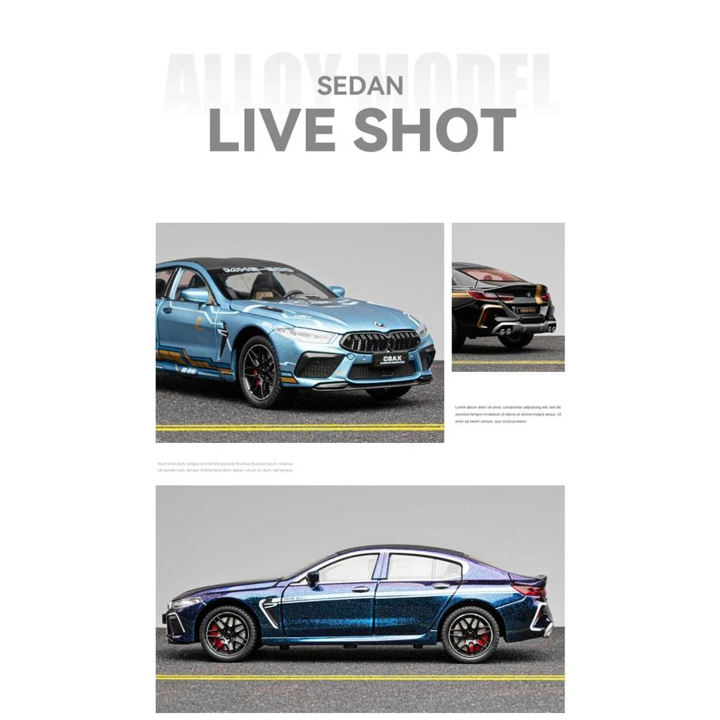 1/24 BMW M8 MANHART Supercar Alloy Car Model Sound and Light Pull Back Toy Collectibles Birthday Gift