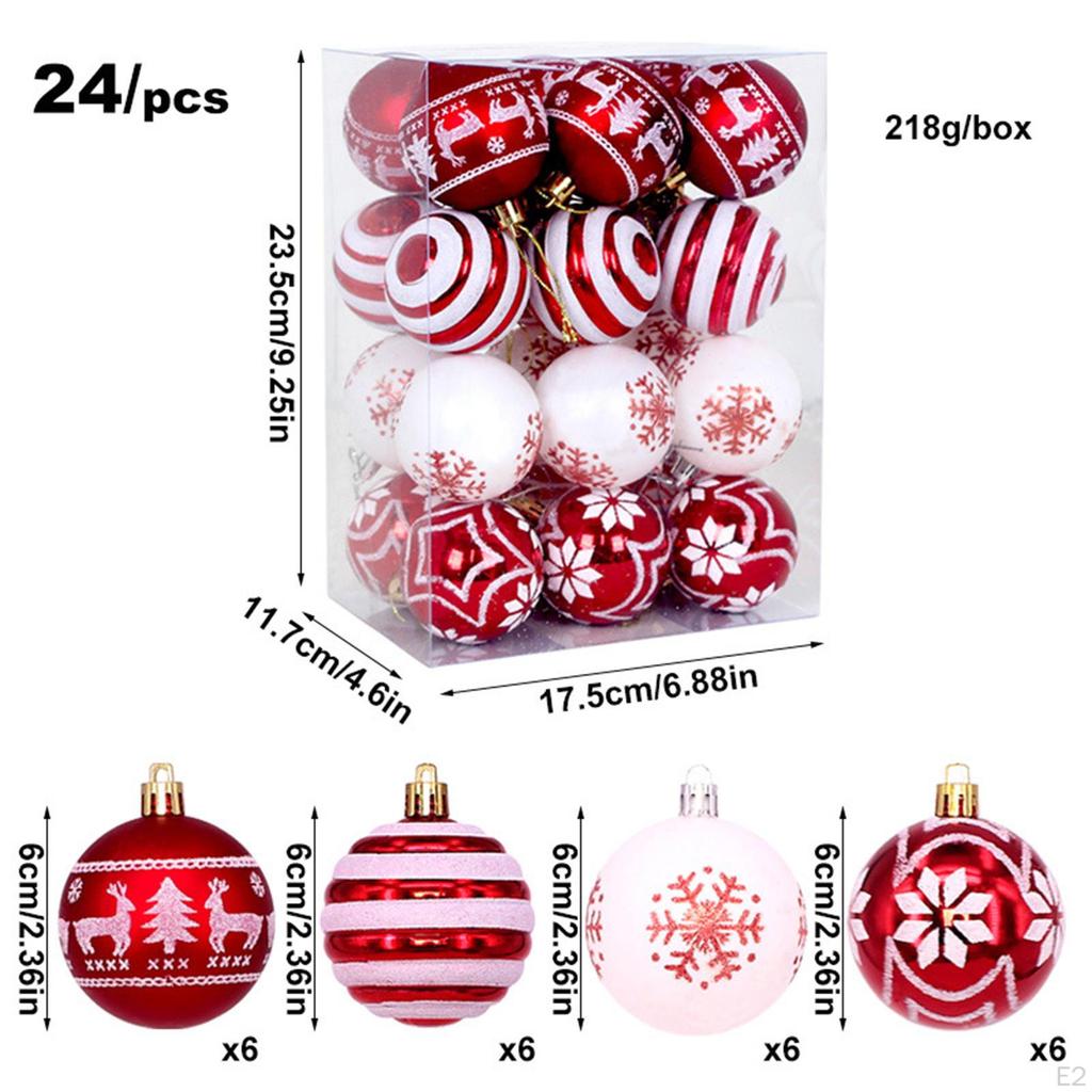 24 Pieces Christmas Balls Ornaments Baubles DIY Xmas Decors Lightweight Hanging for