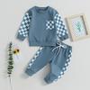 Baby Boy Clothes 6 9 12 18 24M 3T Outfits Pants Set Patchwork Hoodie Letter Printed Sweater Fall Winter Outfit