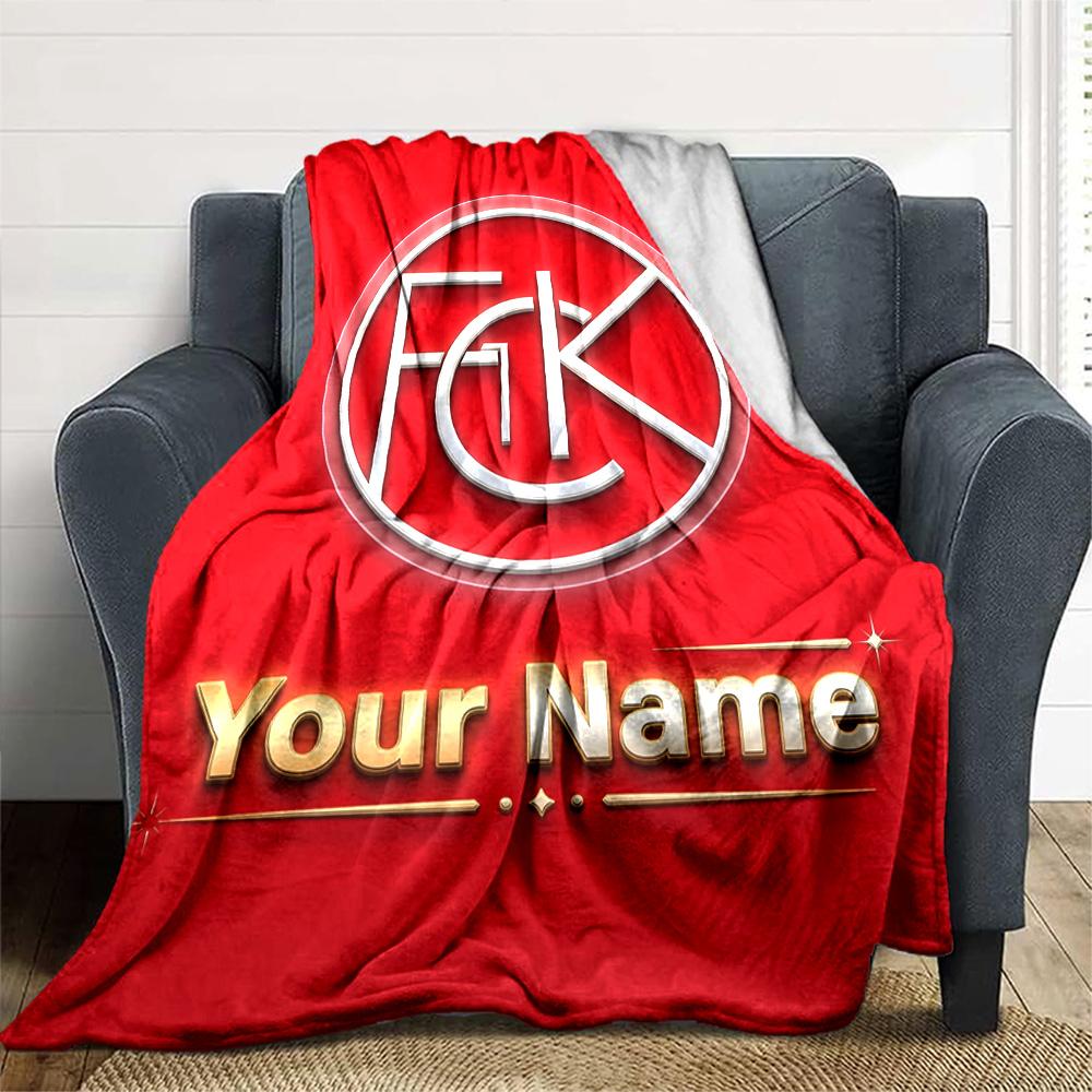 1pc 1.FC Kaiserslautern Blanket with Custom Name, Gift, for Men and Women, Soft Blanket, Good for Sofa Bed Couch Travel, Lightweight Flannel Blanket