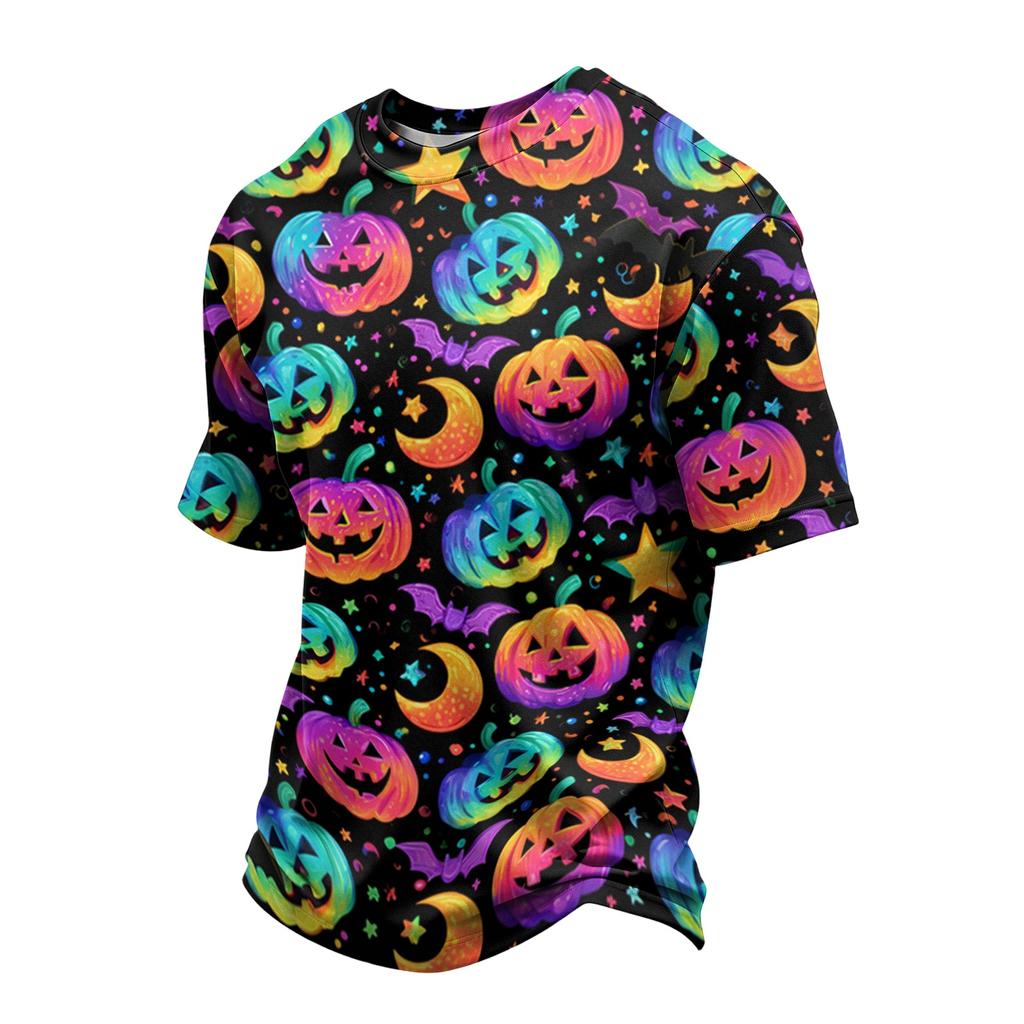 Men's Casual Short Sleeve T Shirt Lightweight Breathable Crew Neck Halloween Print Tee Suitable for Everyday Wear and Outdoor Activities