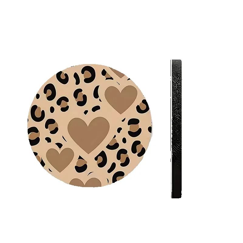 2PCS Car Cup Mat Leopard Pattern Love Pattern Car Anti Slip Cup Mat Creative Car Storage Mat Universal Shock Resistant