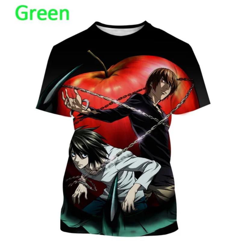 

Летняя японская аниме-футболка с принтом Death Note 3D для мужчин, модная популярная повседневная уличная одежда с коротким рукавом Y2K Top XS