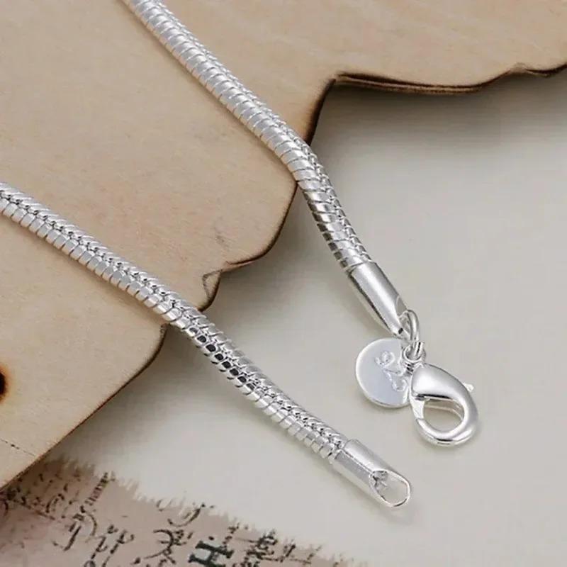 925 Silver 3MM Snake Chain Bracelet For Women Men Unisex Simple Charm Jewelry Gift Wedding Party Fashion