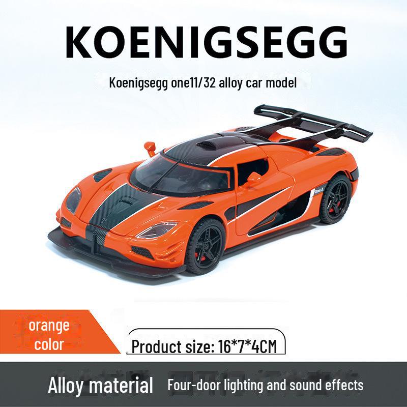 Xinao 1:32 Koenigsegg Sportwagenmodell – Schwingtür, Ton und Licht, Rückzieh-Legierungsspielzeug