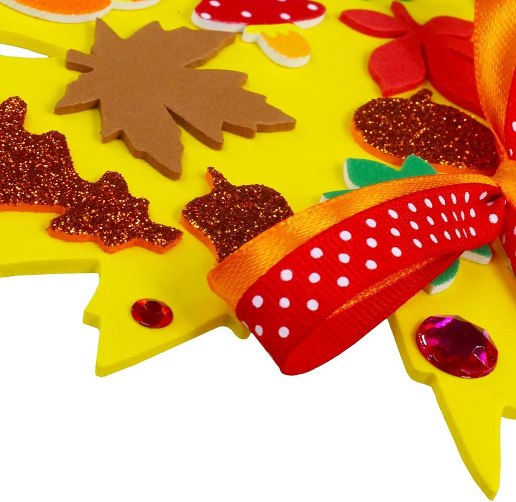 24 Zestawy Jesienne Ozdoby Dyniowe Dekoracje Zestawy DIY Jesienne Rękodzieło Dynia z Pianki Jabłko Żołądź Naklejki z Jesiennymi Liśćmi na Upominki na Przyjęcia Dziękczynienie Halloween