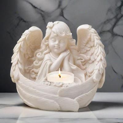 1pcs Prayer Girl Angel Candlestick Resin Angel Sculpture Candle Tealight Holder Memorial Gifts Home Decoration Wedding Holiday Gifts