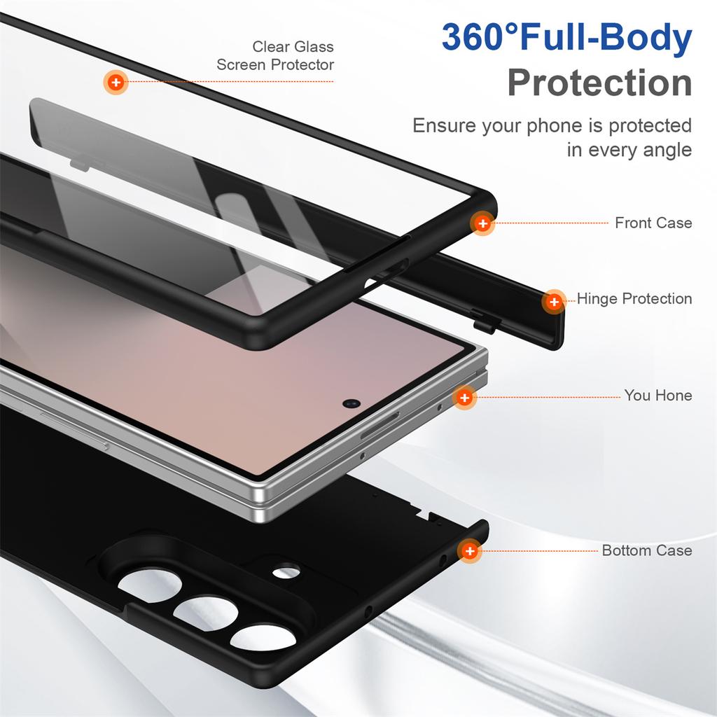 Hinge Protective Magnetic Phone Case for Samsung Galaxy Z Fold 7 6 5 4 3 5G for Magsafe Fold7 Fold6 with Screen Protector Cover