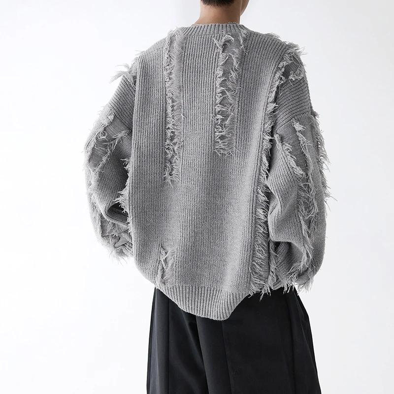 2025 Autumn Winter Men O-Neck Loose Retro Sweater Men Korean Trend Tassel Sweater Men Thick Warm Lazy Pullover Male Knitted Tops