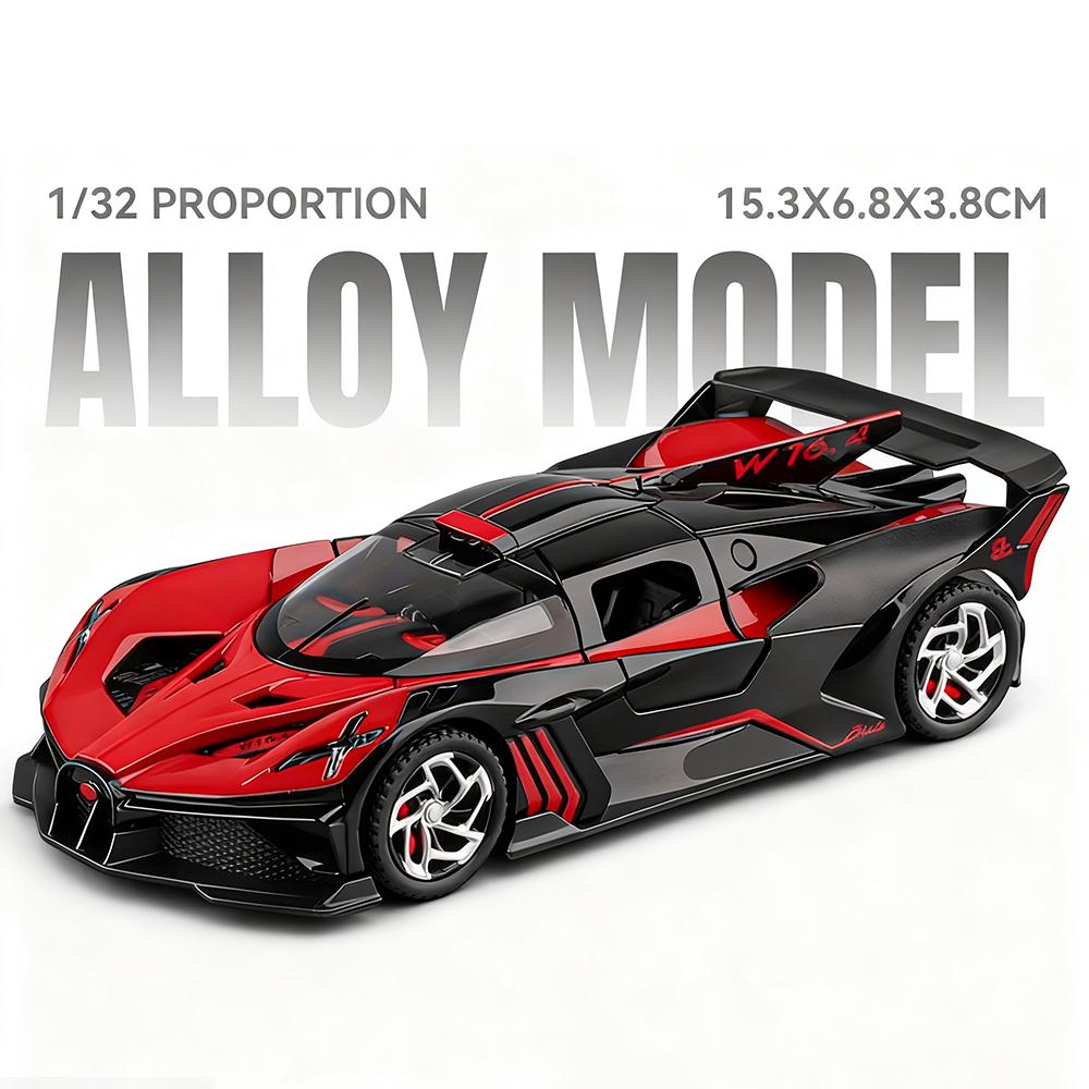1:32 Bolide Divo Metal Diecast Car Model Toy Pull Back Music Light Miniature Vehicle Collection Gifts Decorative Toys Models