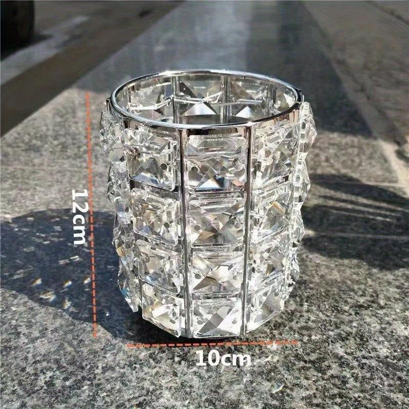 Metal Makeup Brush Storage Tube Eyebrow Pencil Makeup Organizer Bead Crystal Jewelry Storage Box